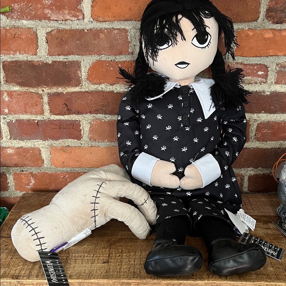 Pottery Barn Wednesday, Addams Black and White Doll with Skull Dress
